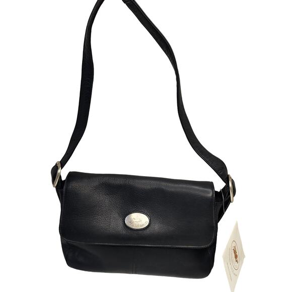 Vintage American Angel Black Leather Handbag NWT - Picture 1 of 15